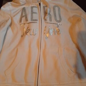 womens white aeropostale zip up